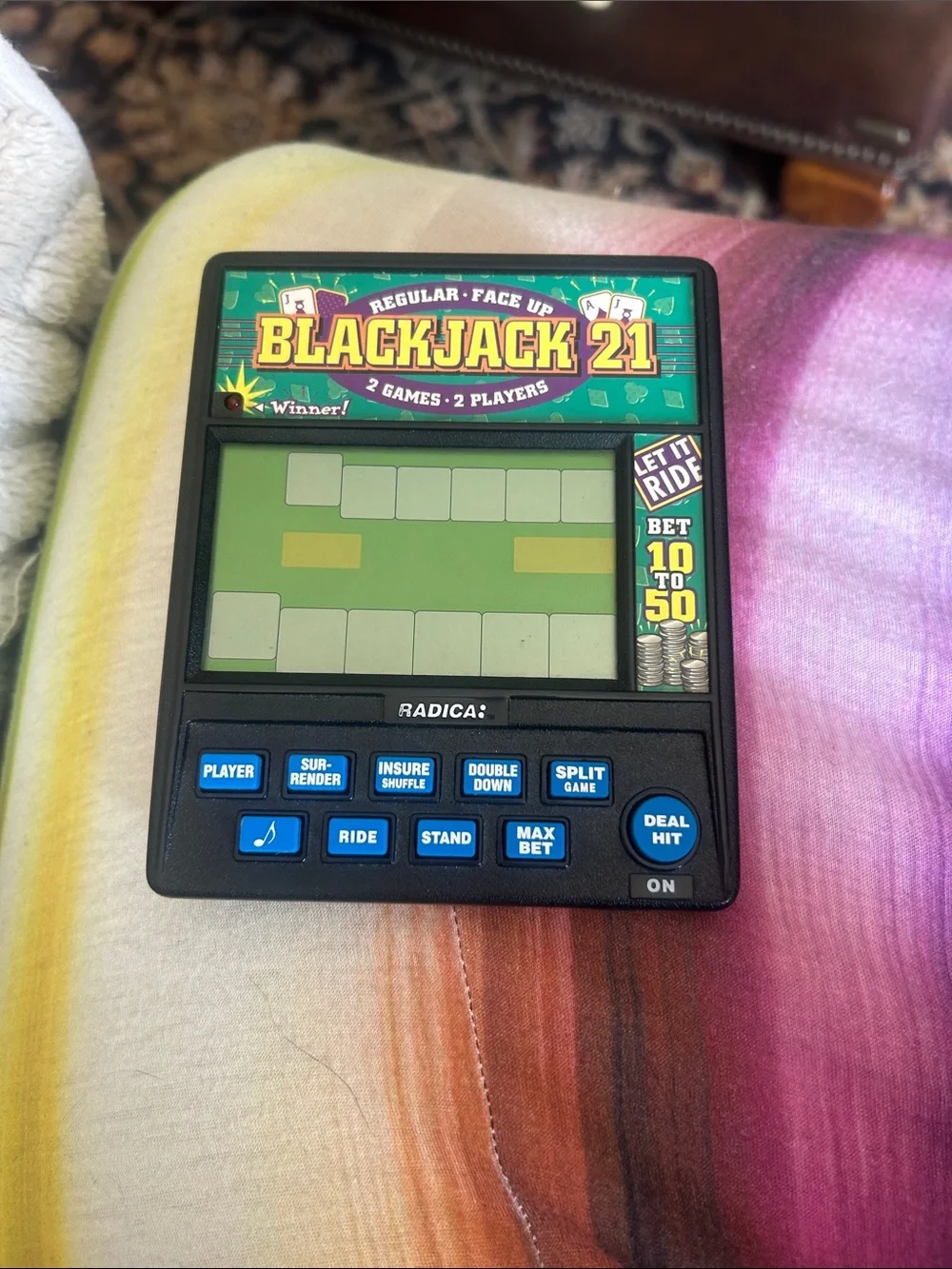 Blackjack 21 Electronic Handheld Game - Black/Green